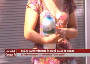 OUĂ ȘI LAPTE VÂNDUTE ÎN PIAȚĂ LA 40 DE GRADE. LA VEDEREA CAMEREI TV, CHIVUȚELE AU ȘTERS PUTINA