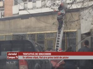 TENTATIVĂ DE SINUCIDERE.  ÎN ULTIMA CLIPĂ, FIUL ŞI-A PRINS TATĂL DE PICIOR.