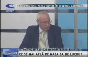 SCRIITORUL GHEORGHE PETCU REVINE ÎN STUDIOUL CAMPUS TV