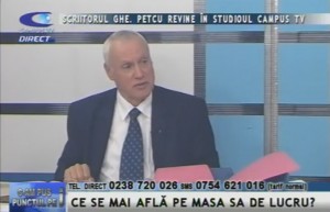 SCRIITORUL GHEORGHE PETCU REVINE ÎN STUDIOUL CAMPUS TV