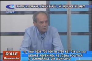 FOSTUL VICEPRIMAR FĂNICĂ BÂRLĂ, LA CAMPUS TV