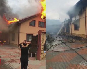 VILĂ SOMPTUOASĂ, FĂCUTĂ SCRUM ÎN CÂTEVA MINUTE. INCENDIUL A PORNIT DE LA INSTALAȚIA ELECTRICĂ A CONSTRUCȚIEI