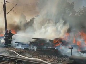 INCENDIU LA GARĂ. FUMUL S-A VĂZUT ÎN TOT ORAȘUL