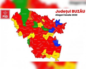 PSD BUZĂU, PRIMUL LOC PE ȚARĂ. HARTA JUDEȚULUI RĂMÂNE ROȘIE