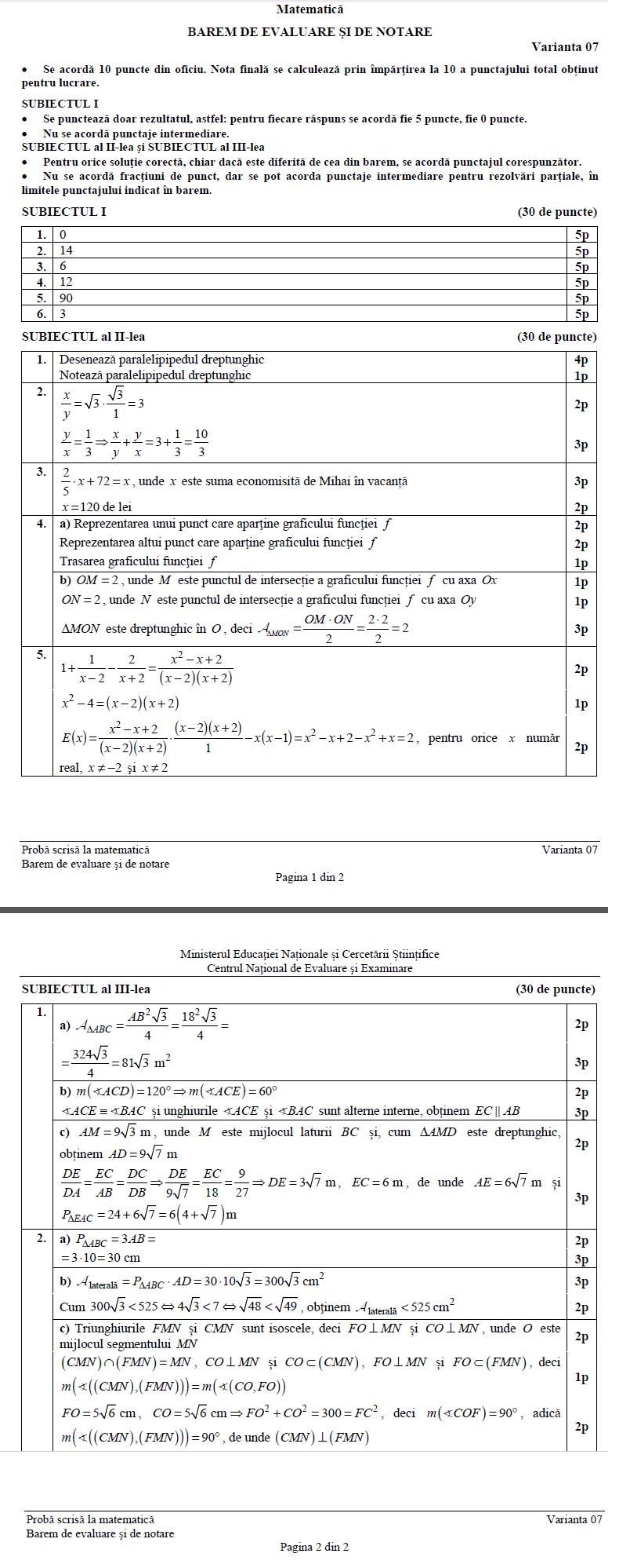 EN bareme matematica