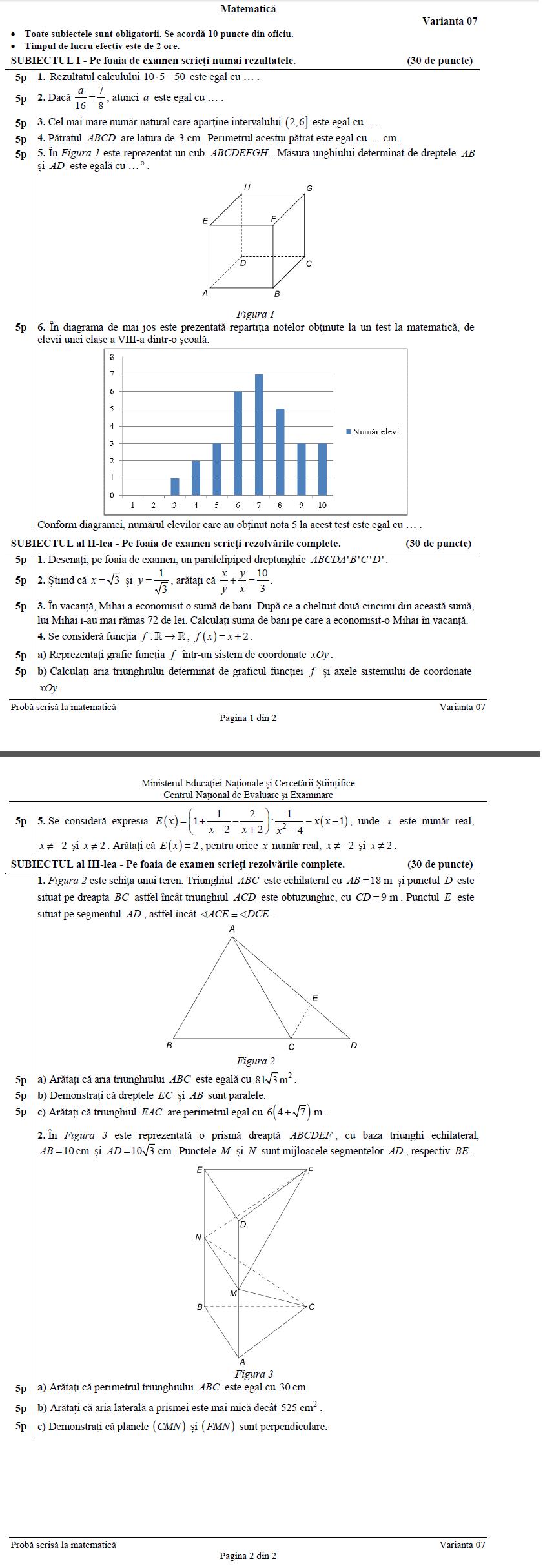 EN subiecte matematica