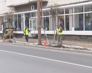 trotuar cu pavele in centru