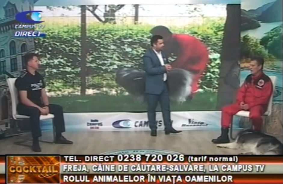 Freja, câine de căutare – salvare, în studioul CAMPUS TV. Rolul animalelor în viața oamenilor
