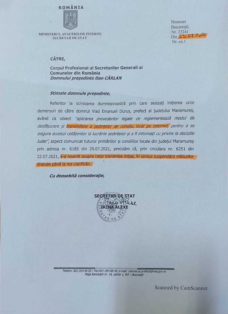 Prefectul cere filmarea ședințelor de consiliu. Ministerul Afacerilor Interne spune că măsura se suspendă