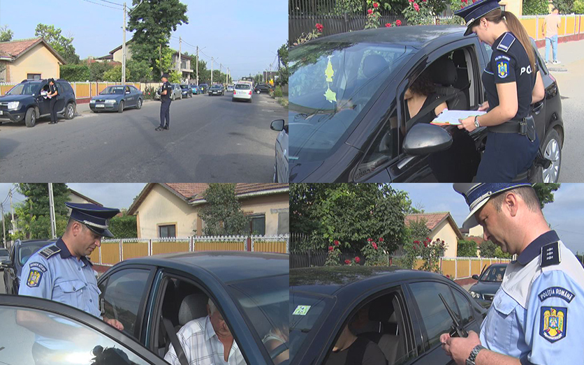 Razie la semafor, pe DJ 203 K, la Mărăcineni. Permise reținute pe bandă rulantă