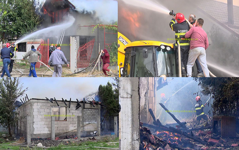 Incendiu puternic, la Mărăcineni. Două case au fost cuprinse de flăcări