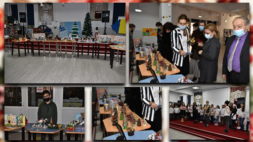 Târg caritabil de Crăciun la Liceul D. Filipescu. Elevii și cadrele didactice au confecționat podoabe și felicitări.