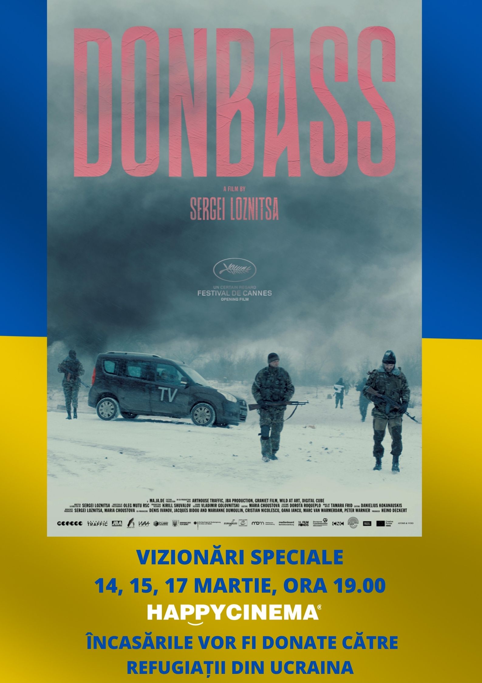 Happy Cinema și Digital Cube donează încasările pentru proiecția filmului Donbass