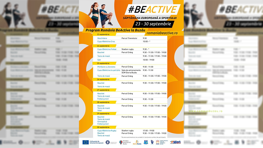 Săptămâna Europeană a Sportului la Buzău. Programul activităţilor sportive între 23-30 septembrie.