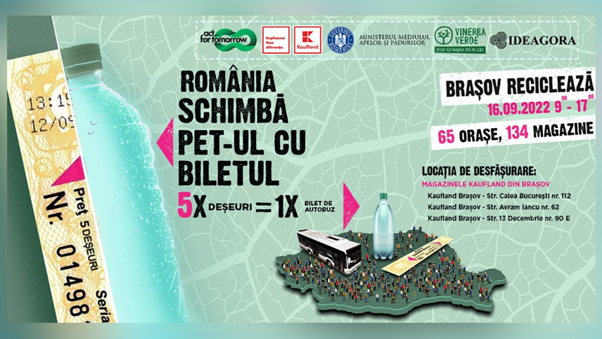 Pe 16 septembrie locuitorii din municipiul Buzău vor putea călători cu mijloacele de transport în comun în schimbul deșeurilor, concomitent cu locuitorii din alte 64 de orașe din țară