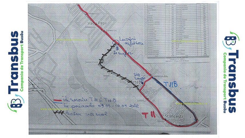 Modificări ale programului de transport pe traseele 11, 11B, 21 şi 21B