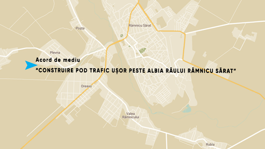 Anunţ public privind acordul de mediu pentru proiectul „Construire pod trafic uşor peste albia râului Râmnicu Sărat”