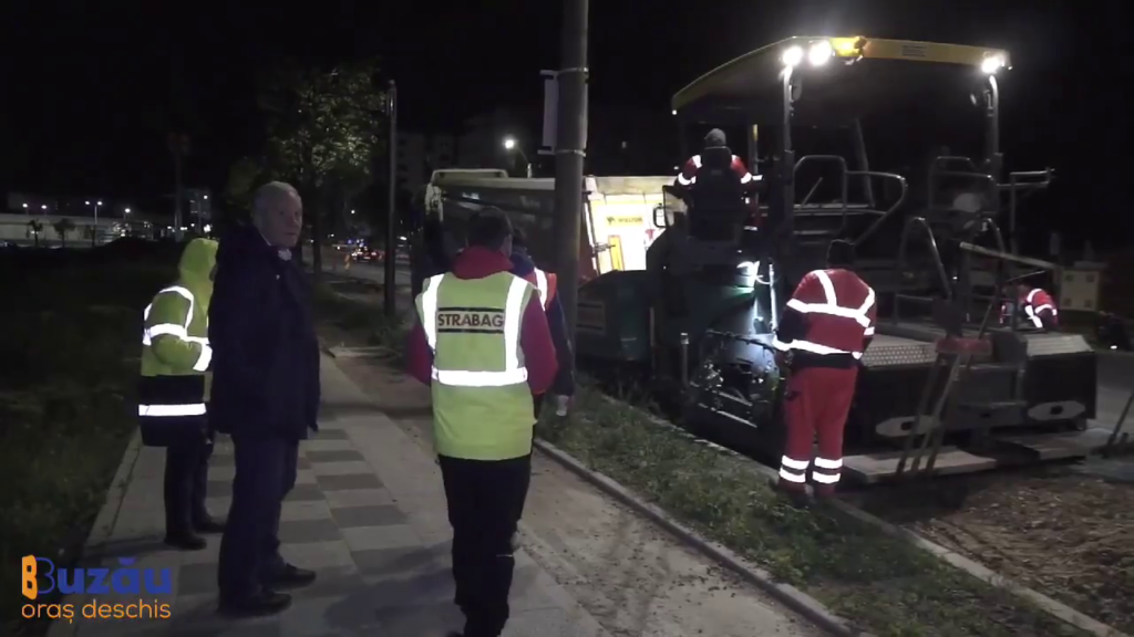 Asfaltări nocturne. Vizită de lucru pe șantier