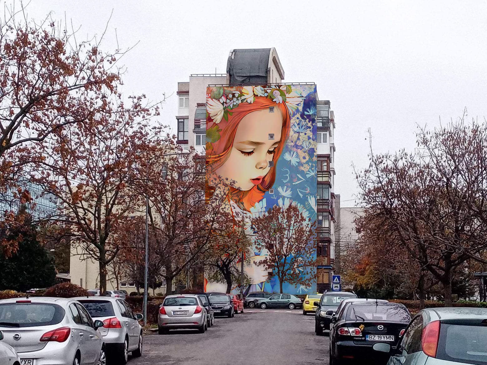 Fetița cu păpădia. Primul bloc cu artă murală din Buzău