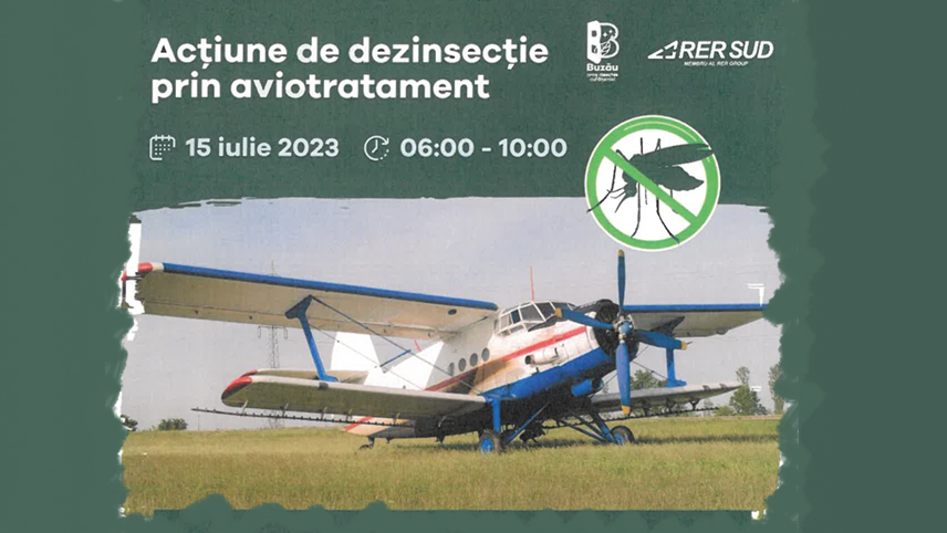 Aviotratament pentru combaterea ţânţarilor în data de 15 iulie