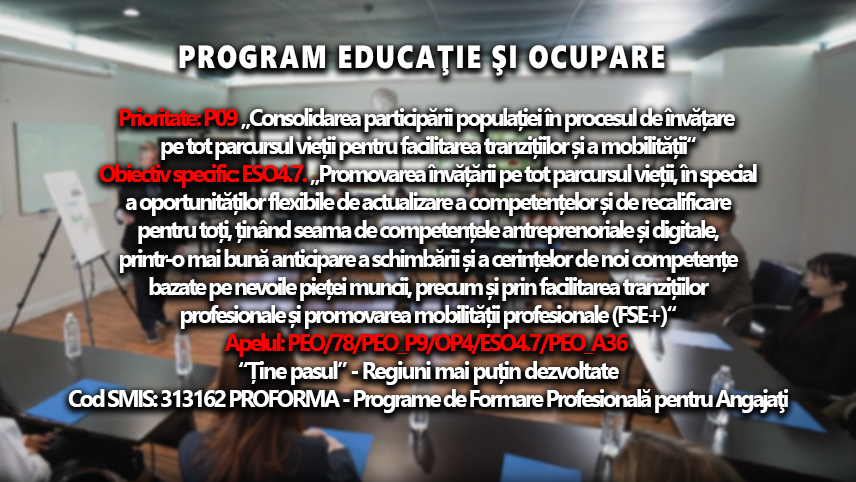 Anunţ lansare proiect | Program de formare profesională pentru angajaţi