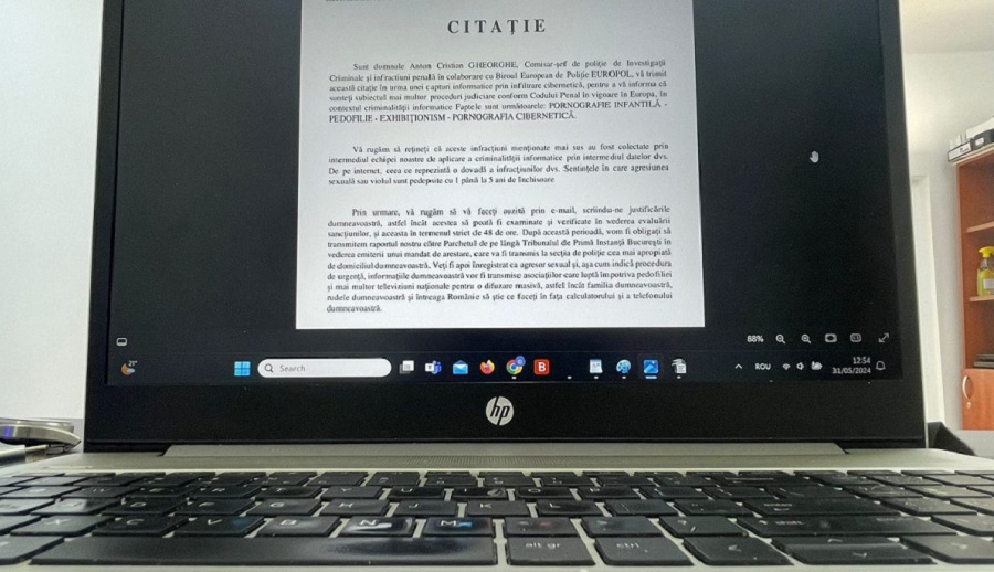 Metodă nouă de înșelătorie online. Victimele primesc false citații, fiind acuzate de pornografie infantilă