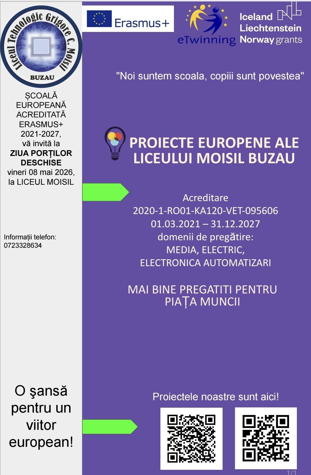 Ziua Porților Deschise, vineri, la Liceul Tehnologic „Grigore C. Moisil” din Buzău