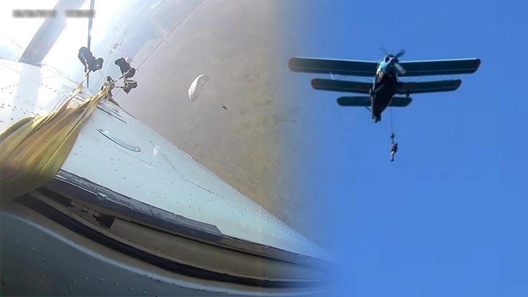 Antrenamente cu incidente la Buzău. Un parașutist a zburat agățat de avion, un altul s-a rănit la aterizare